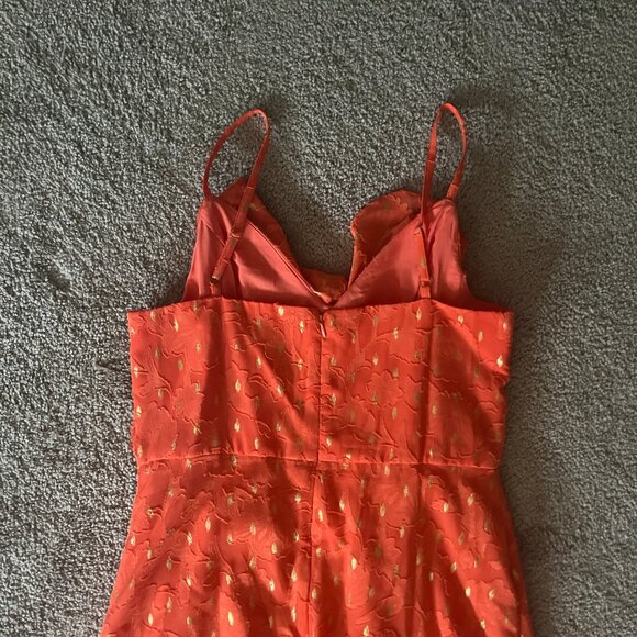 Ruffle Trim Lace Chiffon Midi High-Low Dress - Picture 4 of 6